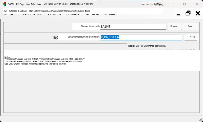 Enterprise database local and remote path settings