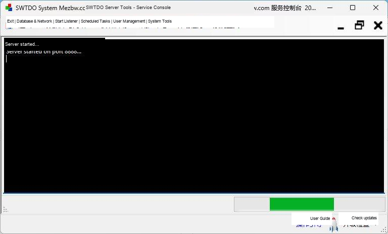 SWTDO TDOServer listener console reporting that the server has started